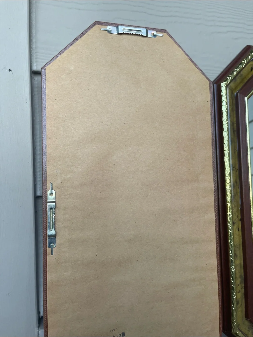 Octagonal Wood and Gold Trim Wall Mirror - Set of 3 18.5”-8” OBO